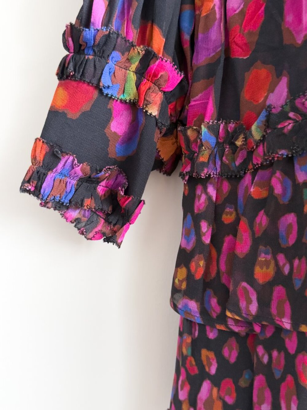 FARM RIO - Leopards Mini Ruffle Dress - Multi - XL - Picture 6 of 9